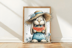 Whimsical Summer Bunny Watercolor Clipart Product Image 3