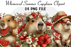 Whimsical Summer Capybara Clipart Product Image 1