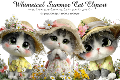 Whimsical Summer Cat Clipart Product Image 1