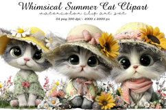 Whimsical Summer Cat Clipart Product Image 1