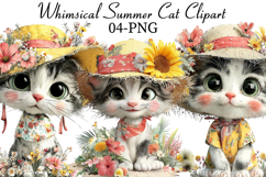 Whimsical Summer Cat Clipart Product Image 1