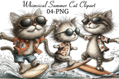 Whimsical Summer Cat Clipart Product Image 1