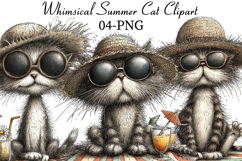 Whimsical Summer Cat Clipart Product Image 1