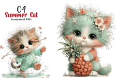 Whimsical Summer Cat Clipart Product Image 1