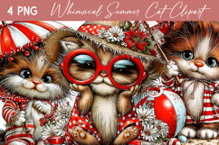 Whimsical Summer Cat Clipart Product Image 1