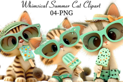 Whimsical Summer Cat Clipart Product Image 1