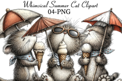 Whimsical Summer Cat Clipart Product Image 1