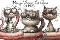 Whimsical Summer Cat Clipart Product Image 1