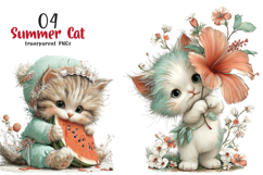 Whimsical Summer Cat Clipart Product Image 1