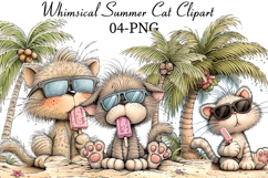 Whimsical Summer Cat Clipart Product Image 1