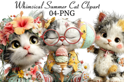 Whimsical Summer Cat Clipart Product Image 1