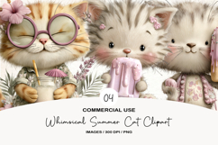 Whimsical Summer Cat Clipart Product Image 1