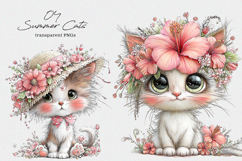 Whimsical Summer Cat Clipart Product Image 1