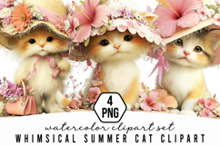 Whimsical Summer Cat Clipart Product Image 1