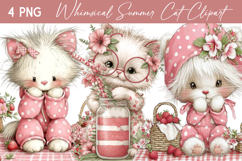 Whimsical Summer Cat Clipart Product Image 1