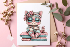 Whimsical Summer Cat Clipart - Summer Cat Png Product Image 2