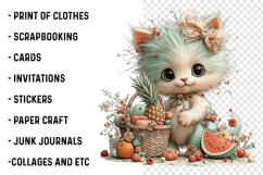 Whimsical Summer Cat Clipart Product Image 2