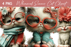 Whimsical Summer Cat Clipart Product Image 1