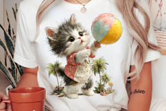 Whimsical Summer Cat Clipart Product Image 2