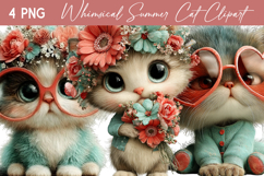Whimsical Summer Cat Clipart Product Image 1