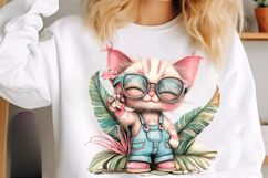 Whimsical Summer Cat Clipart - Summer Cat Png Product Image 3