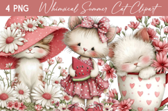 Whimsical Summer Cat Clipart Product Image 1