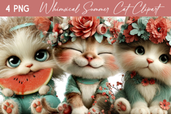 Whimsical Summer Cat Clipart Product Image 1