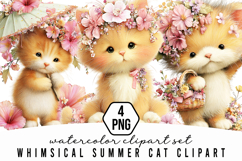 Whimsical Summer Cat Clipart Product Image 1