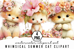 Whimsical Summer Cat Clipart Product Image 1