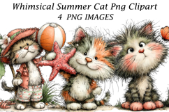 Whimsical Summer Cat Png Clipart Product Image 1