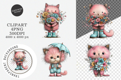 Whimsical Summer Cats Clipart Product Image 1