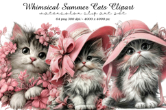 Whimsical Summer Cats Clipart Product Image 1