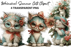 Whimsical Summer Cats Clipart Product Image 1