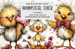Whimsical Summer Chick Clipart Product Image 1