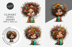 Whimsical Summer Coffee Girls Clipart Product Image 1