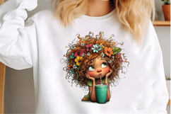 Whimsical Summer Coffee Girls Clipart Product Image 3