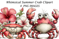 Whimsical Summer Crab Clipart Product Image 1
