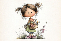Whimsical Summer Cute Girl Clipart Product Image 2