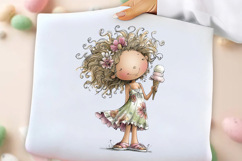 Whimsical Summer Cute Girl Clipart Product Image 3