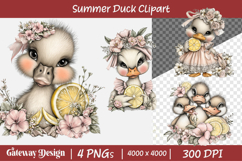 Whimsical Summer Duck Clipart Product Image 1