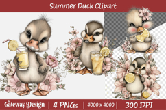 Whimsical Summer Duck Clipart Product Image 1