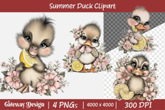 Whimsical Summer Duck Clipart Product Image 1