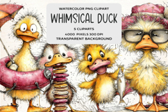 Whimsical Summer Duck Clipart Product Image 1