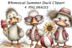 Whimsical Summer Duck Clipart Product Image 1