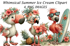 Whimsical Summer Flamingo Clipart Product Image 1