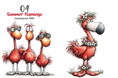 Whimsical Summer Flamingo Clipart Product Image 1