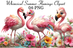 Whimsical Summer Flamingo Clipart Product Image 1