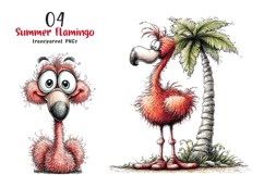 Whimsical Summer Flamingo Clipart Product Image 1