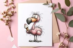 Whimsical Summer Flamingo Clipart Product Image 2