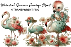 Whimsical Summer Flamingo Clipart Product Image 1